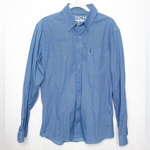 CINCH Men’s Modern Fit Blue Button Front Long Sleeve Western Rodeo Shirt Medium